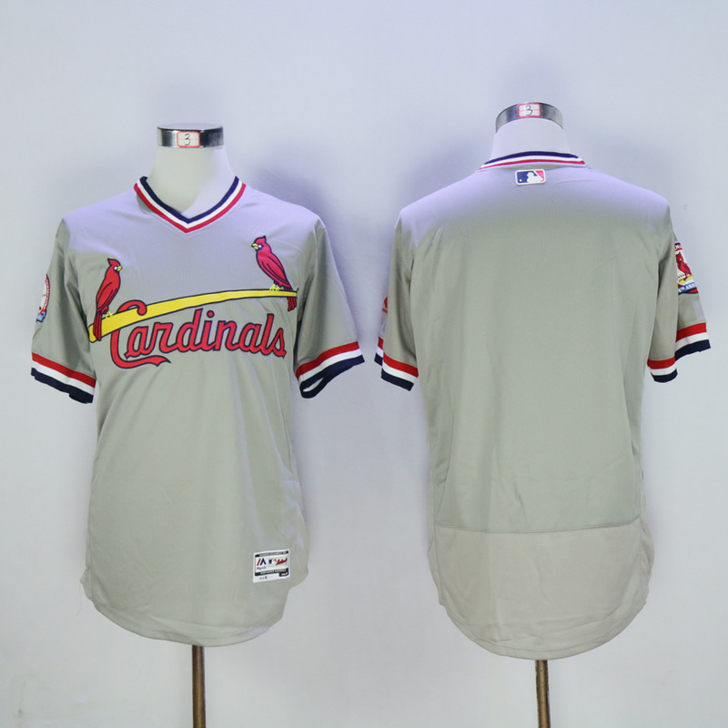 Men St. Louis Cardinals Blank Grey Throwback Elite 1982 MLB Jerseys